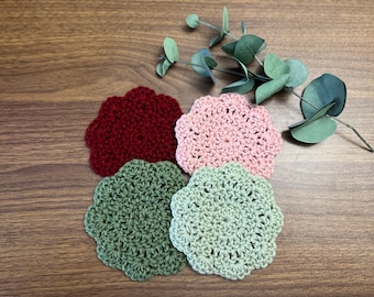 Handmade Crochet Coasters, Crochet Doily, Drink Coaster Sets