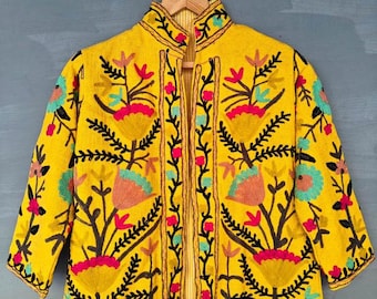 Indische Hand Stickerei Jacke Mantel,Frauen tragen Winterjacken, Brautjungfer Geschenk, Winterjacke, Kimono Robe, Brautjungfer Jacken Baumwolle Suzani
