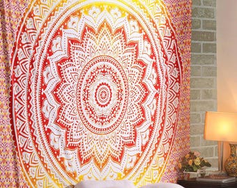 Indian Tapestry Mandala Tapestries Indian Cotton Wall Hanging Bedspread Dorm Room Decor Bohemian Beach Blanket Bedroom Tapestry Ombre