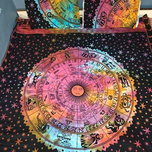 Indian Mandala Cotton Tie Dye Print Duvet Cover Set. Bedding Set with Pillow Covers, Mandala Blanket Bohemian Style Doona Cover