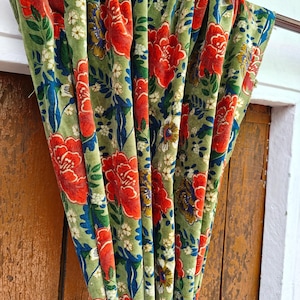 Indian Cotton Velvet Curtain, Curtain Curtain, Luxury Drapes, Housewarming Gift Colourful Decor Handmade Floral print Boho