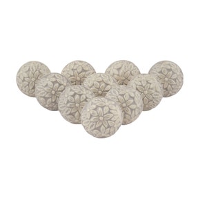 Maçaneta de armário com design floral em relevo exclusivo, feito à mão, maçaneta de porta de cerâmica para cozinha, gaveta, armário, móveis boho, pacote de 10