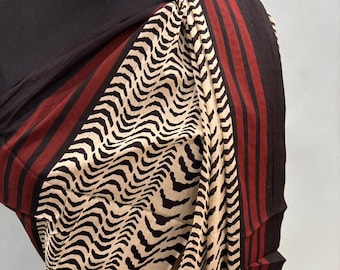 Paréo indien en coton zari imprimé à la main, paréo de plage, écharpe longue, grand paréo, couvre-vêtements, écharpe en tissu doux, châle de plage tendance,