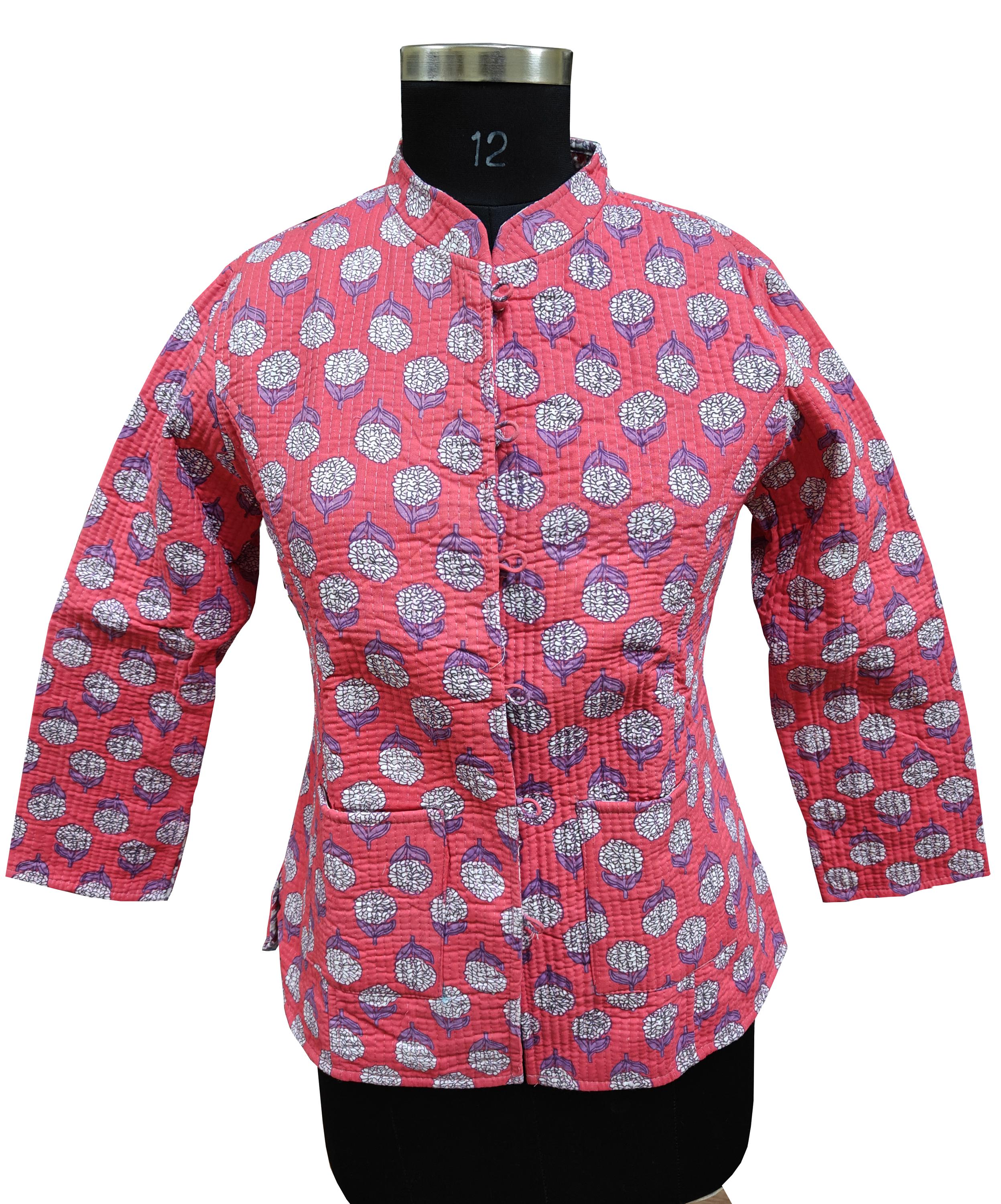 キルティングリバーシブルハンドブロックプリントジャケット