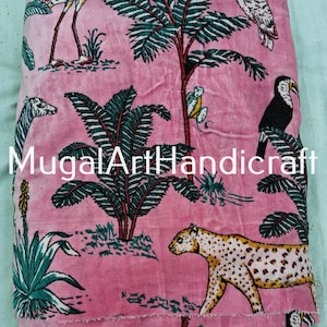 Indian Soft Luxury Velvet Floral and Flower Print Fabric Upholstery Dressmaking Sewing Fabric, Cotton Velvet Sewing Soft Fabric Light Pink