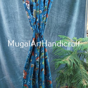 IndianFloral Print Cotton Velvet Curtain, Curtain, Boho Curtain, Luxury Drapes, Housewarming Gift Colourful Decor Handmade