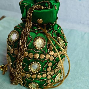 Spiegelarbeit indische ethnische Potli Tasche | Handtasche | Geldbörse für Party Hochzeit und Geschenk | Frauenspiegel Potli | Schmuck Geldbörse für Frauen Mädchen