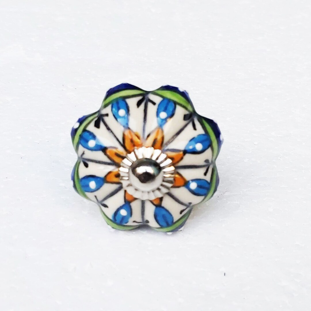 Knobs for Drawers Primitive Hand Painted Ceramic Etsy