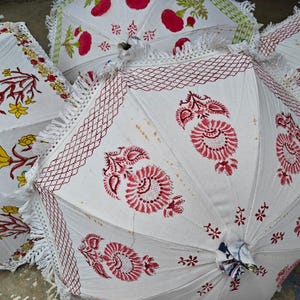 Hand Block Print Parasol Indian Decorative Cotton Party Decor Garden flowers Wedding Umbrella Umbrellas Traditional Decor Lots oF Pcs