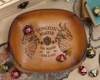 Leather Personalized Dice Tray | DnD Dice Tower | Dungeon Master Gift | Leather Valet Tray | Groomsmen Gift |