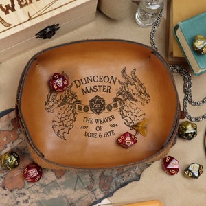 Leather Personalized Dice Tray | DnD Dice Tower | Dungeon Master Gift | Leather Valet Tray | Groomsmen Gift |