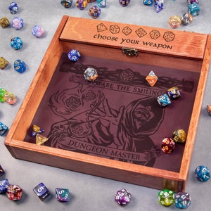 Custom Wooden DND Dice Box Tray RPG Dice Rolling Mat Tabletop Games D&D Gift For Gamer Dice WT2