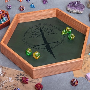 Custom Wooden DND Dice Box Tray | RPG Dice Rolling Mat | Tabletop Games D&D Gift For Gamer Dice HTVP