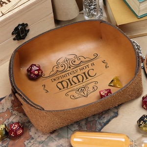 RPG game Leather Dice Tray | Not A Mimic Tray | Game Master Gift | Leather Valet Tray | Groomsmen Gift |