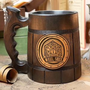 Well shit Mug DnD Gift Dungeon Master Gift DnD Inspired Tabletop Role Playing Gaming Party D&D Tankard Gamer Gift DND8 Dark-colored mug