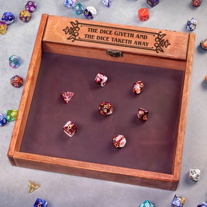 Benutzerdefinierte DND Würfelbox aus Holz RPG Würfel Rollmatte Tabletop Spiele D & D Geschenk für Gamer Würfel WT3
