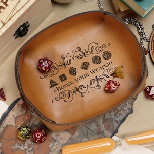 Leather Collapsible Dice Tray | RPG Rolling Mat | Game Master Gift | Leather Valet Tray | Groomsmen Gift |