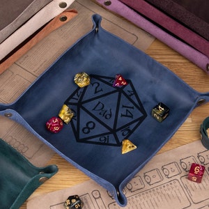 DND Dice rolling tray - Leather dice mat for RPG | Personalized DnD dice tray | Custom Engraved Dice Holder | CLT4
