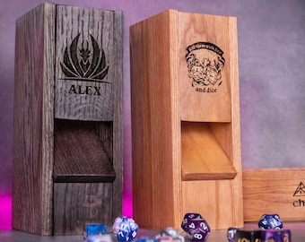 Magnetic Dice Tower with Tray | DnD Dice Tray | Wooden Dice Tower | Dungeons and Dragons Gift | RPG Accessories | DT5