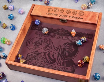 Custom Wooden DND Dice Box Tray RPG Dice Rolling Mat Tabletop Games D&D Gift For Gamer Dice WT2