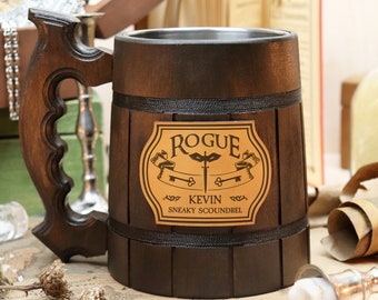 Class Rogue DnD Mug | DnD Inspired Tabletop Role Playing Gaming Party D&D Tankard Gamer Gift D and D DNDSET6