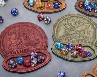 DnD Gift Coasters | Dice tray | Pathfinder Class and Monster Designs | RPG Tabletop Accessory | Dungeon Master Gift | Birthday Gift |