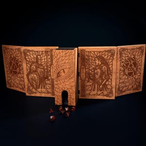 Pantalla de Dungeon Master - Pantalla de DM para juegos de rol con torre de dados bidireccional. Regalo plegable para el director de juego de D&D y Daggerheart DTST3