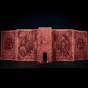 Pantalla de Dungeon Master - Pantalla de DM para juegos de rol con torre de dados bidireccional. Regalo plegable para el director de juego de D&D y Daggerheart DTST4