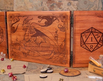 Dungeon Master Screen | Wooden RPG screen gift | Dungeon Master Gift | Table top Games | Pathfinder | DM Gifts | DMS 3