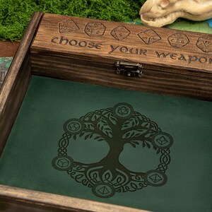 Custom Wooden DND Dice Box Tray RPG Dice Rolling Mat Tabletop Games D&D Gift For Gamer Dice WT2 image 7