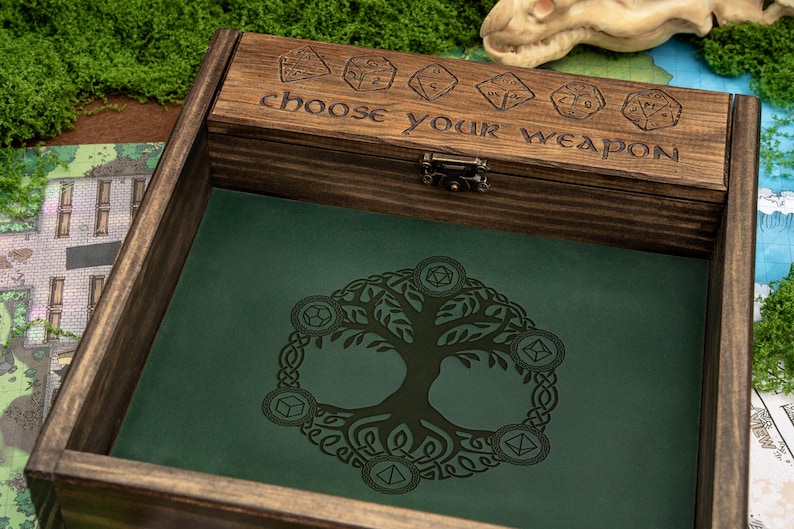 Custom Wooden DND Dice Box Tray RPG Dice Rolling Mat Tabletop Games D&D Gift For Gamer Dice WT2 image 7