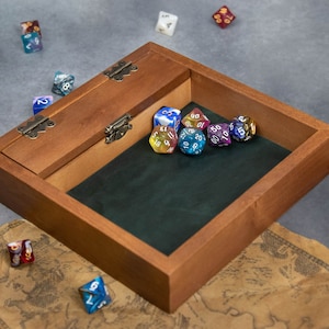Custom Wooden DND Dice Box Tray RPG Dice Rolling Mat Tabletop Games D&D Gift For Gamer Dice WT1 image 6