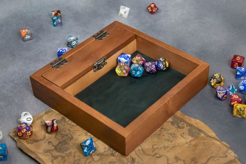 Custom Wooden DND Dice Box Tray RPG Dice Rolling Mat Tabletop Games D&D Gift For Gamer Dice WT1 image 6