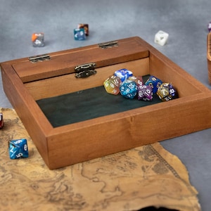 Custom Wooden DND Dice Box Tray RPG Dice Rolling Mat Tabletop Games D&D ...