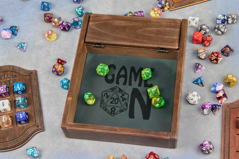 Custom Wooden DND Dice Box Tray RPG Dice Rolling Mat Tabletop Etsy