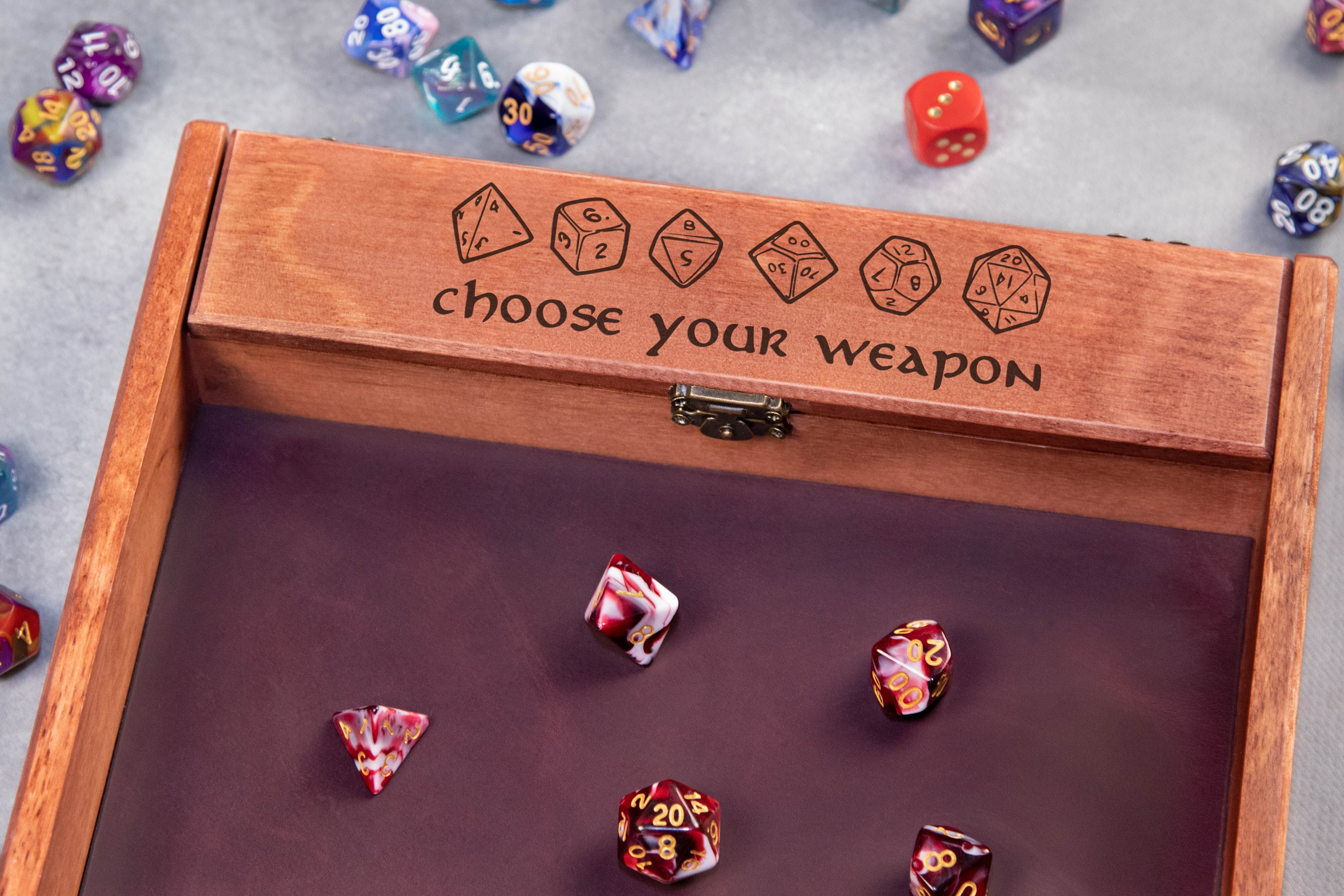 Custom Wooden DND Dice Box Tray RPG Dice Rolling Mat Tabletop Etsy Canada