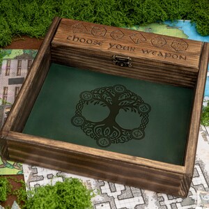 Custom Wooden DND Dice Box Tray RPG Dice Rolling Mat Tabletop Games D&D Gift For Gamer Dice WT2 image 10
