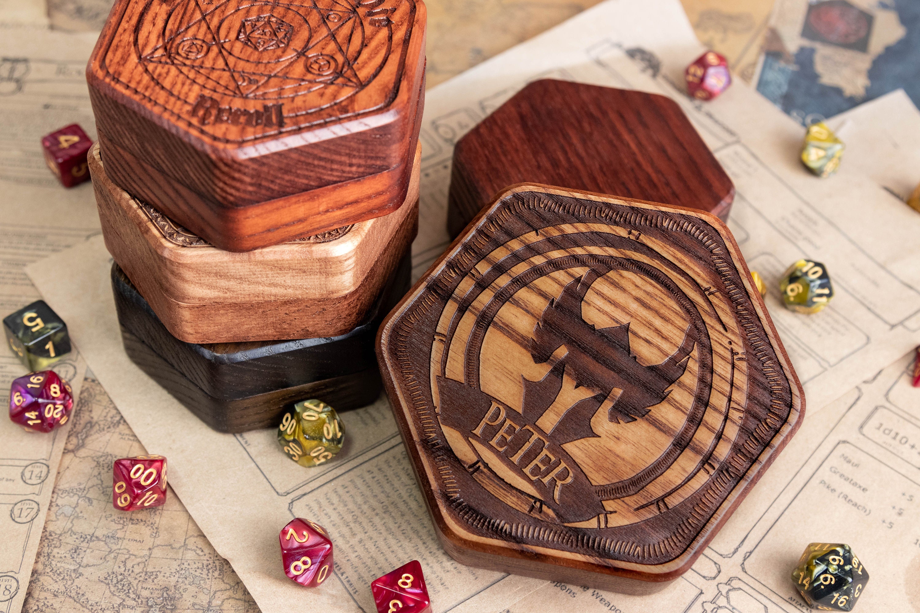 Engraved D&D Gaming Dice Box DnD Class Dice Set Box RPG Etsy