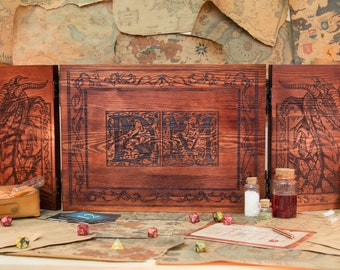 Personalized Wooden Dungeon Master Screen, Foldable 4 Panel RPG Accessory Gift