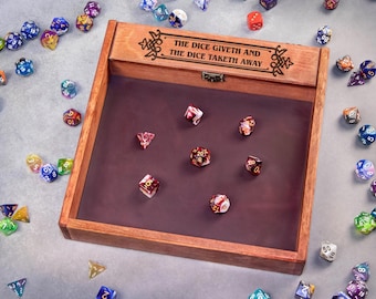 Custom Wooden DND Dice Box Tray RPG Dice Rolling Mat Tabletop Games D&D Gift For Gamer Dice |WT3|
