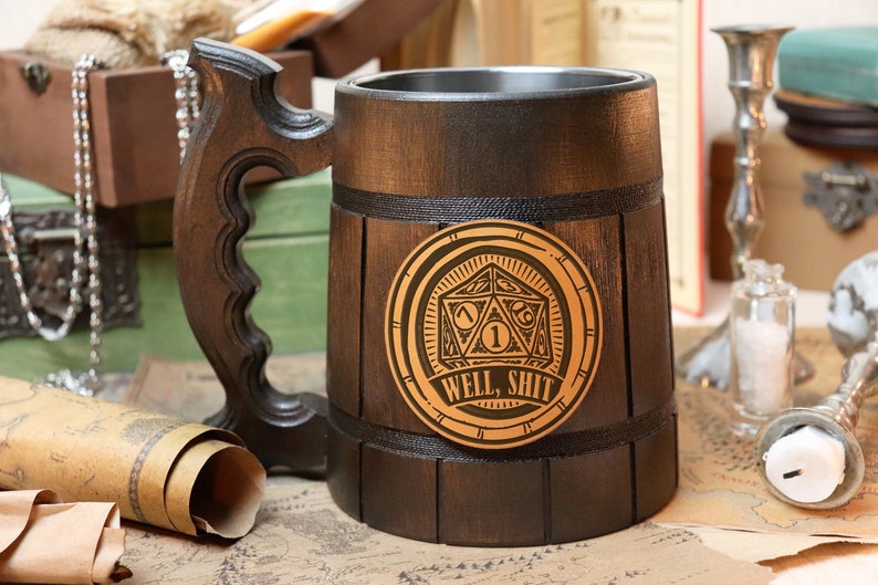 Well shit Mug DnD Gift Dungeon Master Gift DnD Inspired Tabletop Role Playing Gaming Party D&D Tankard Gamer Gift DND8 Dark-colored mug