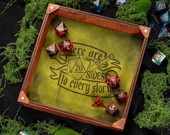 Customizable Wooden Dice Rolling Tray with Leather Interior for RPG Games | F1 |