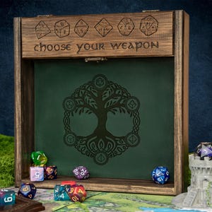 Custom Wooden DND Dice Box Tray RPG Dice Rolling Mat Tabletop Games D&D Gift For Gamer Dice WT2 image 11