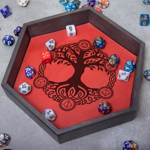 Custom wooden dice tray, RPG, pathfinder dice rolling tray, tabletop dice organizer, Dungeons and dragons dice mat, custom engraved HT3S