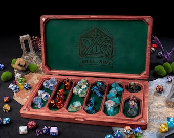 Personalized Wood Dice Tray with Engraved Leather Lining and Lid | MT1