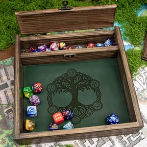 Custom Wooden DND Dice Box Tray RPG Dice Rolling Mat Tabletop Games D&D Gift For Gamer Dice WT2 image 2