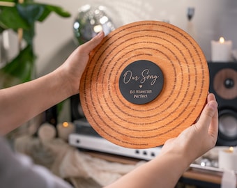 Custom Song Lyrics Wood Record, Alternative Wedding Guestbook, Personalized Anniversary Gift for Newlyweds