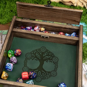 Custom Wooden DND Dice Box Tray RPG Dice Rolling Mat Tabletop Games D&D Gift For Gamer Dice WT2 image 9