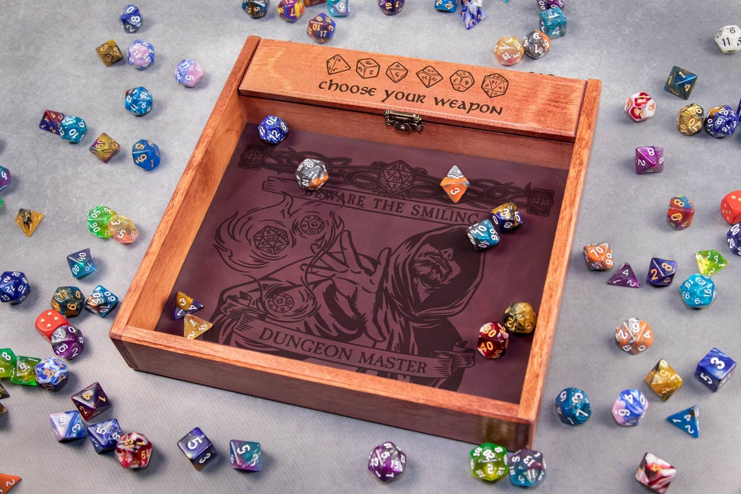 Custom Wooden DND Dice Box Tray RPG Dice Rolling Mat Tabletop Games D&D