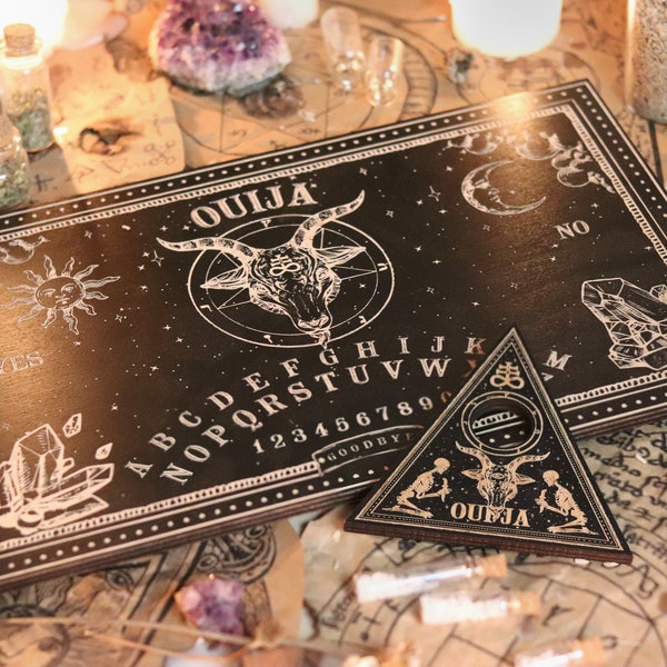 Wooden ouija board | Baphomet engraved occult game board | Satanic spirit board | Halloween gift | Talking board | Plywood gothic decor